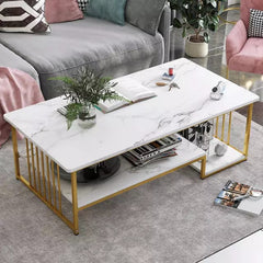 Luxury Two Layer Living Room Table White Top