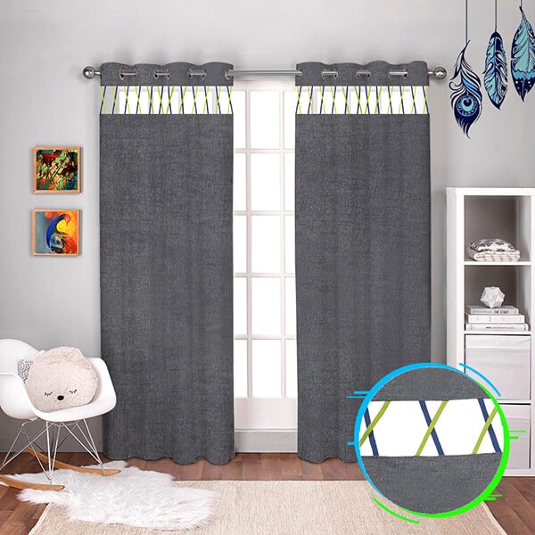 Premium Texture Curtains - Pair (Gray) - Dreamon.pk.