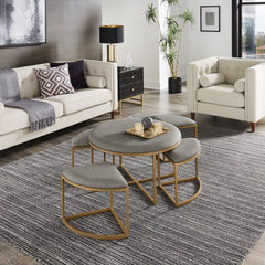 Coffee Table With Nesting Stools Grey