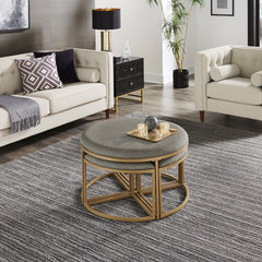 Coffee Table With Nesting Stools Grey