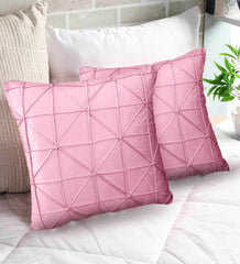 Pack of 2 Premium Velvet Diamond Pleated Cushion Cover Pink