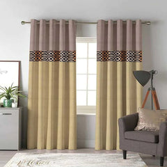 2 Shaded Jacquard Curtains - Pair (Cream & Grey)