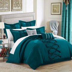 Luxury Loop Frill Bridal Bedding Set 8 Pcs-Torquoise