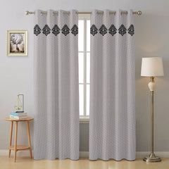 Luxury Duck Fabric Curtains_Silver Ash Damask