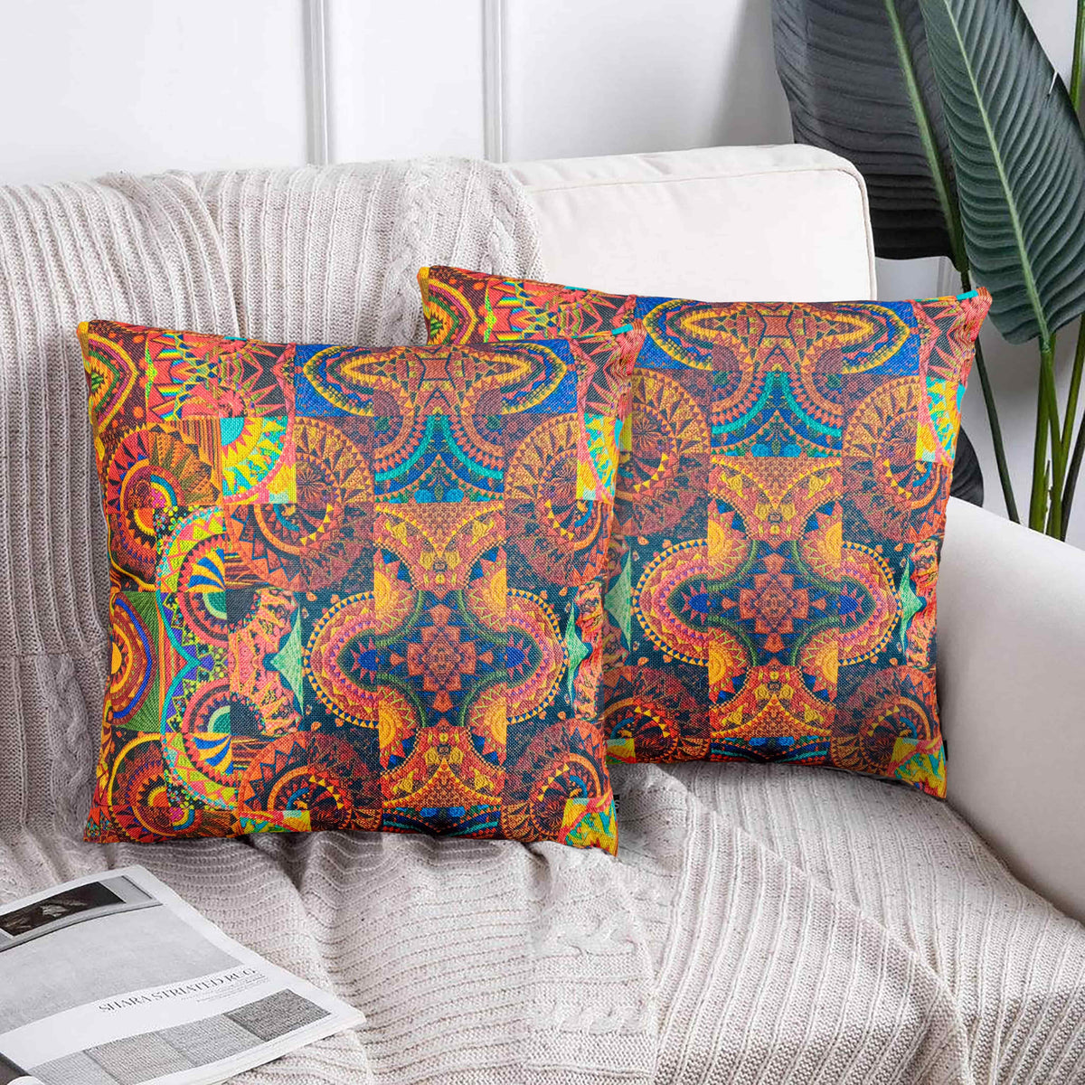 Pack of 2 printed cushion covers