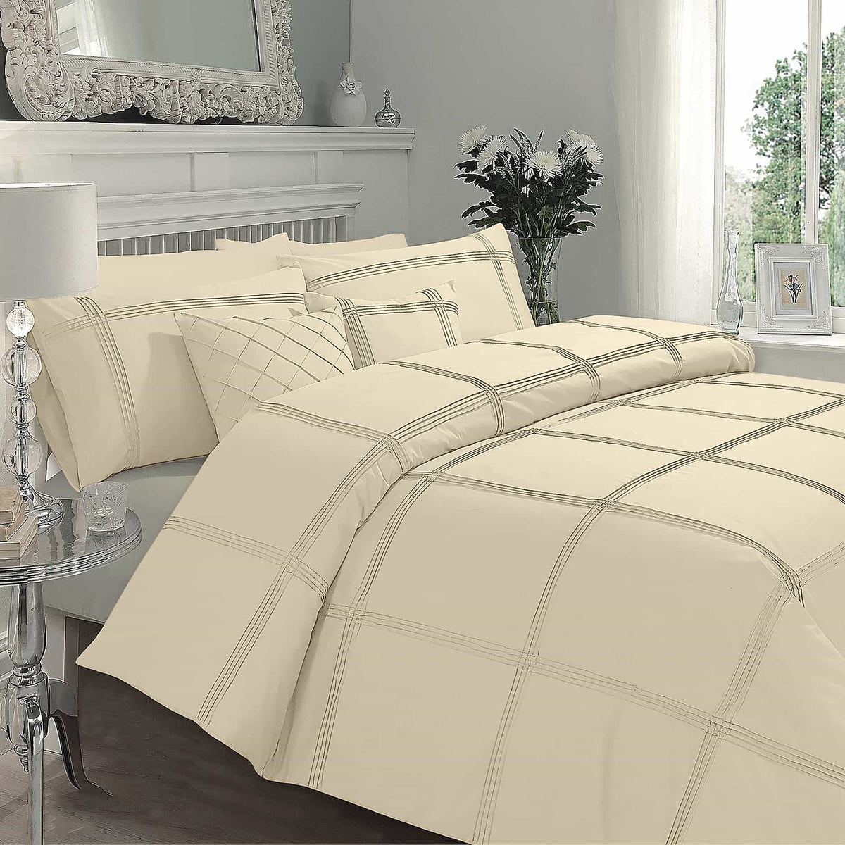 Box Pleated Duvet Set - Natural