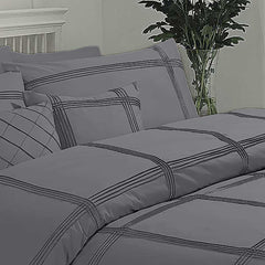 Box Pleated Duvet Set - Grey