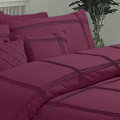 Box Pleated Duvet Set - Maroon