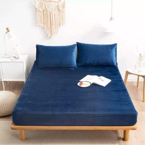 Velvet Fitted Sheet - Blue