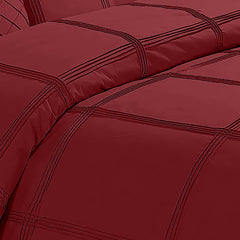 Box Pleated Duvet Set - red