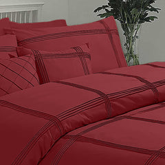 Box Pleated Duvet Set - red