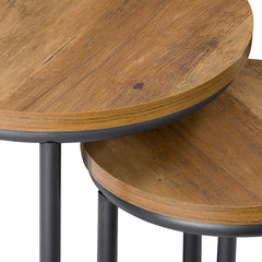 Rustic Wood Round Nesting elegant Side Tables Set
