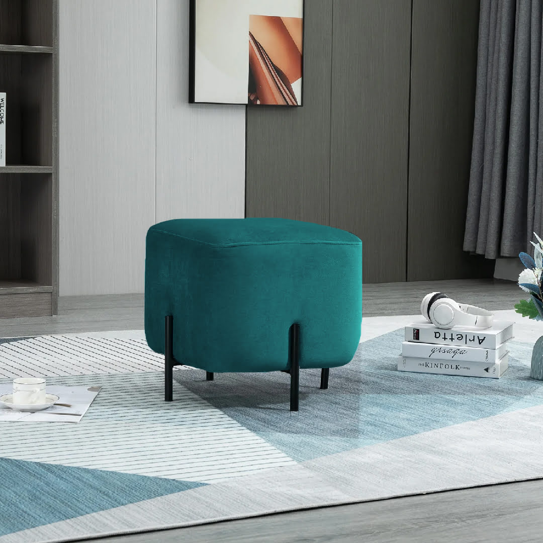 Luxury Velvet Living Room stool with Metal Stand - Zinc