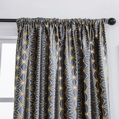 Luxury Cross Design Velvet Curtains - Grey