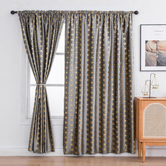 Luxury Cross Design Velvet Curtains - Grey