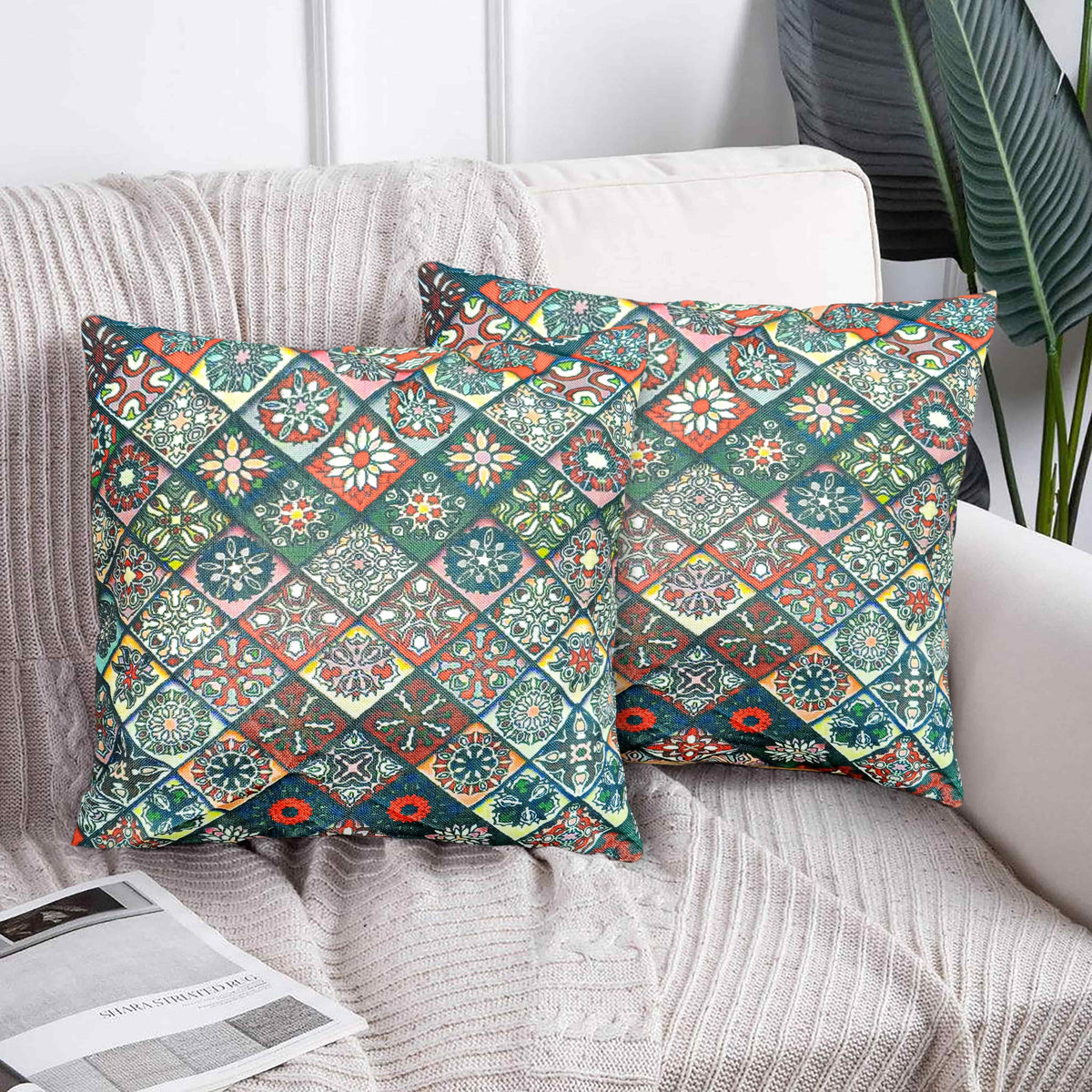 Pack of 2 printed cushion covers