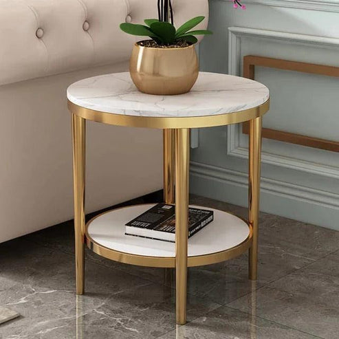 Luxury 2 Tier Side Table White