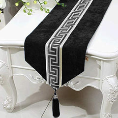 Luxury Vintage Velvet Table Runner Black