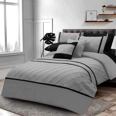 Pinch Pleated Duvet Set _ Grey