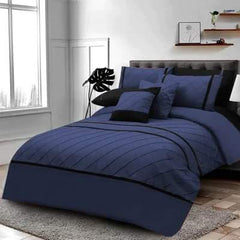 Pinch Pleated Duvet Set _ Blue