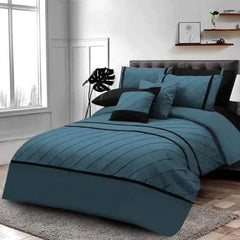 Pinch Pleated Duvet Set _ Teal