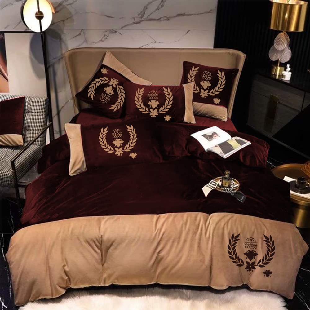 Velvet Oxford Duvet Set - Maroon