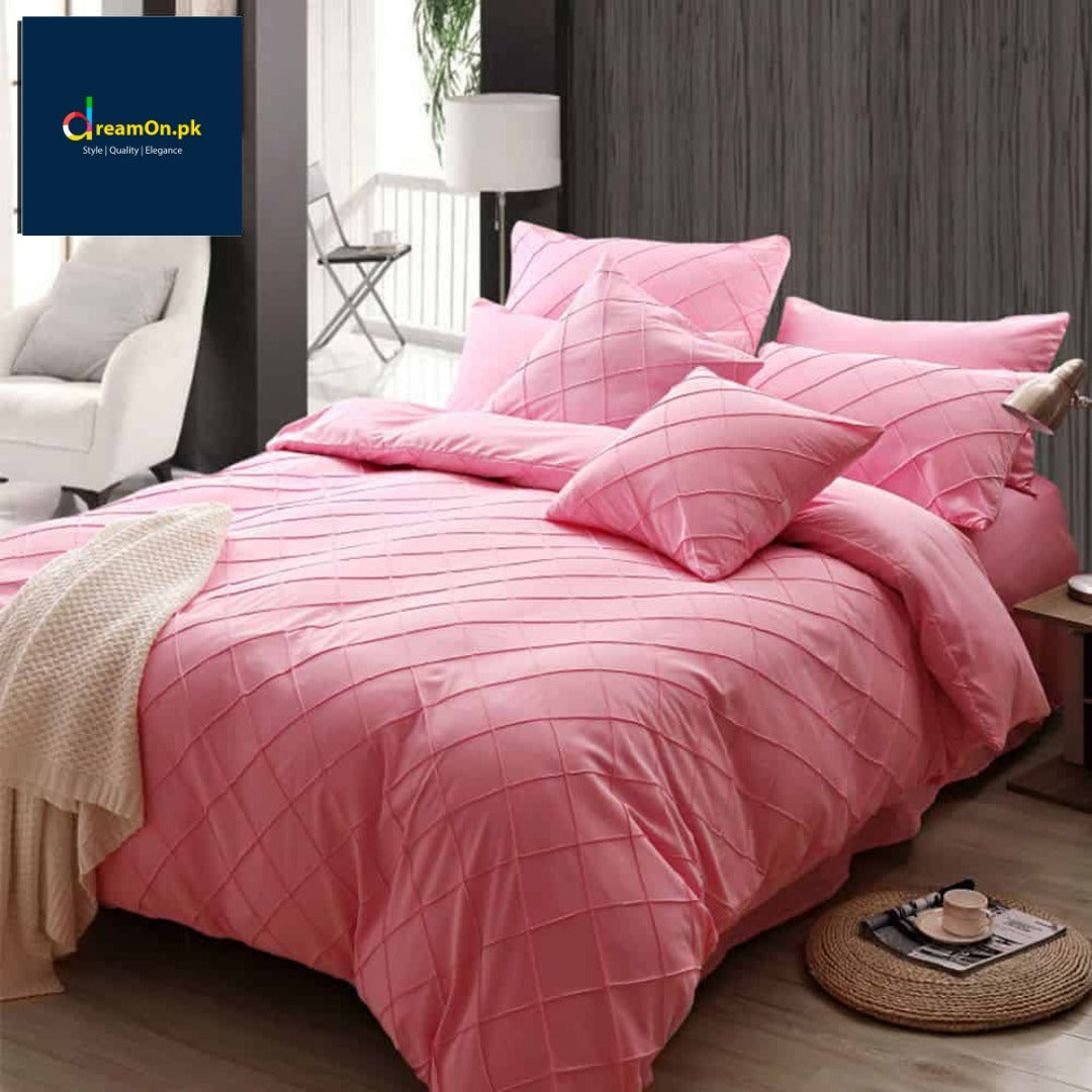 Cross Pleated Duvet - Pink