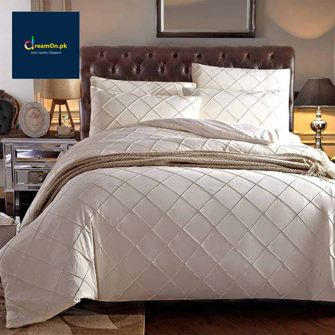 Cross Pleated Duvet - Beige