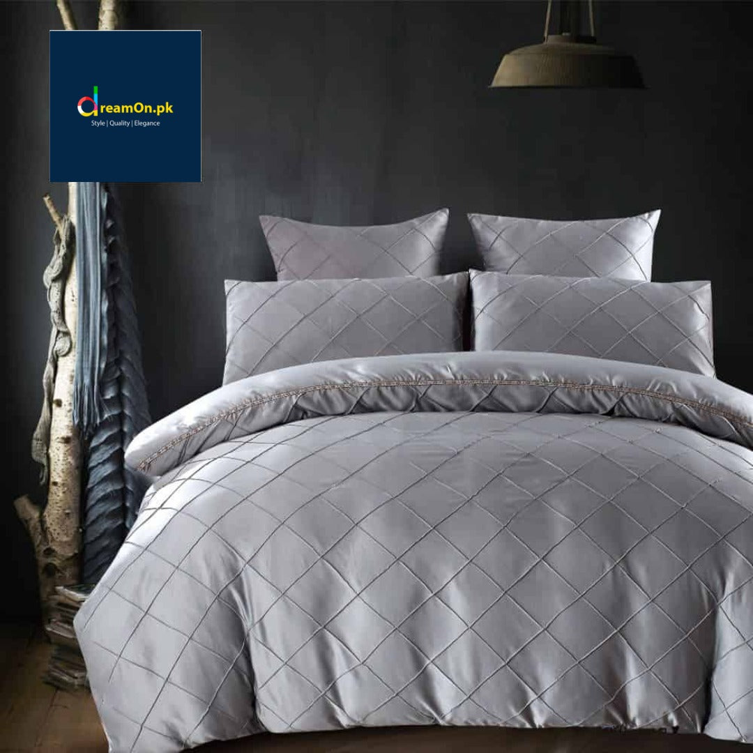 Cross Pleated Duvet - Grey