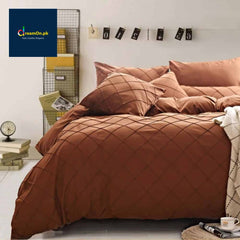 Cross Pleated Duvet - Brown