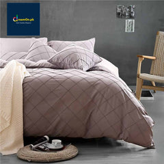 Cross Pleated Duvet - Coffee Grey