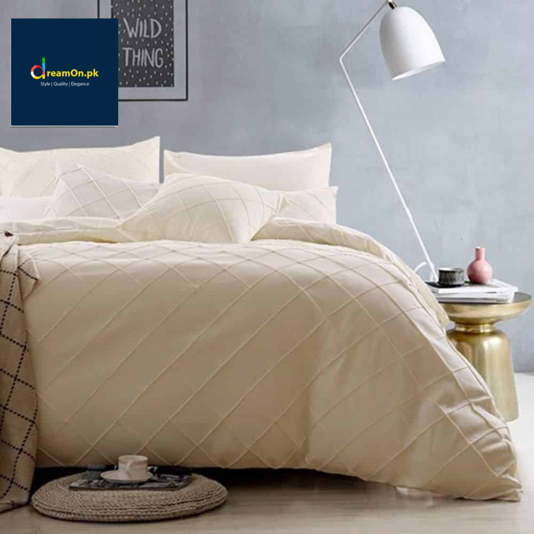 Cross Pleated Duvet - Cream