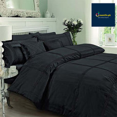 Box Pleated Duvet Set - Black