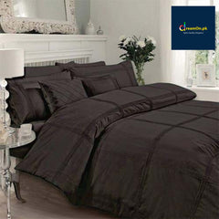 Box Pleated Duvet Set - Chocolate Brown