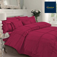 Box Pleated Duvet Set - Pink