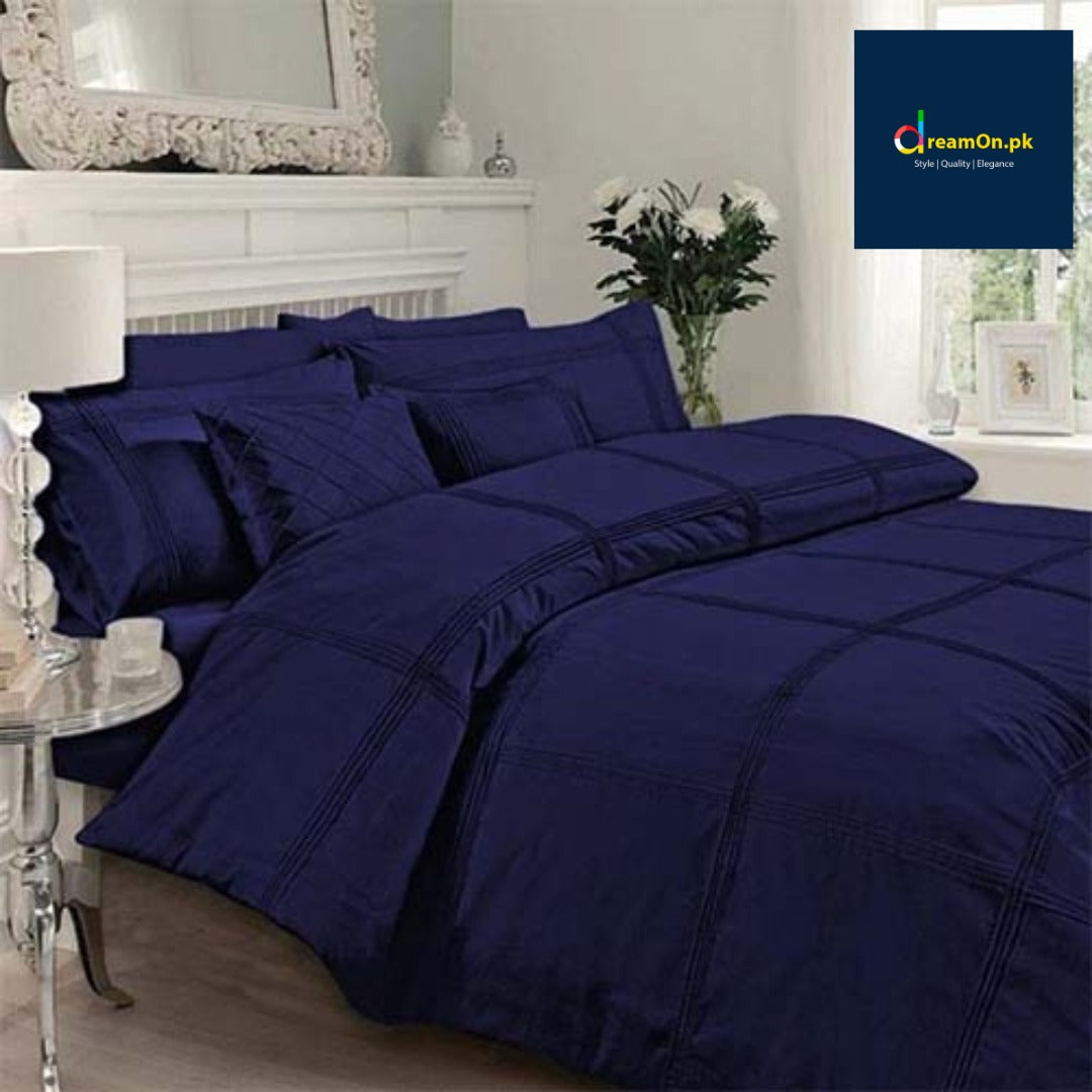 Box Pleated Duvet Set - Blue