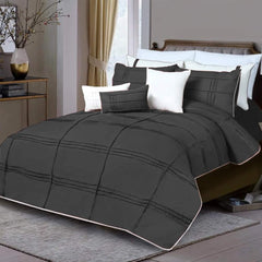 Box Pleated Duvet Set - Grey & White