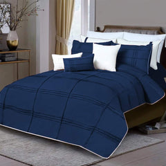 Box Pleated Duvet Set - Blue & White