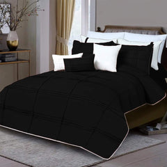 Box Pleated Duvet Set - Black & White