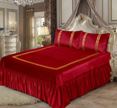 Emboss Velvet Bedsheet - Red