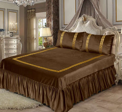 Emboss Velvet Bedsheet - Brown