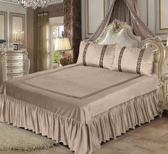 Emboss Velvet Bedsheet - Beige