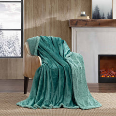 Super Soft Reversible Sherpa Fleece Blanket 350gsm- Teal