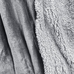 Super Soft Reversible Sherpa Fleece Blanket 350gsm- Grey