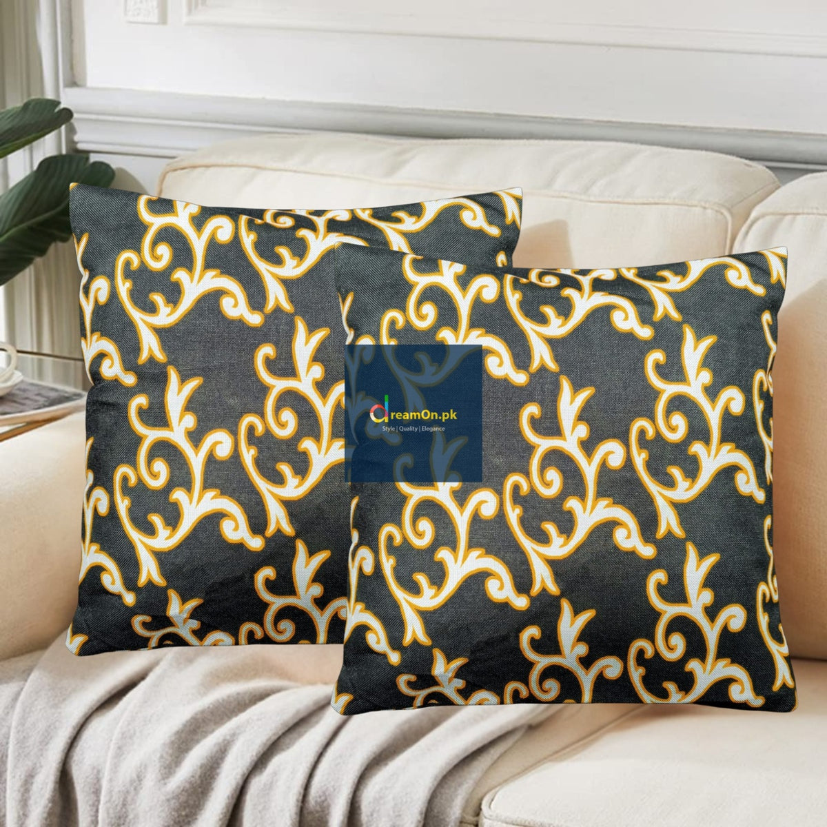 Pack of 2 jacquard printed cushion covers