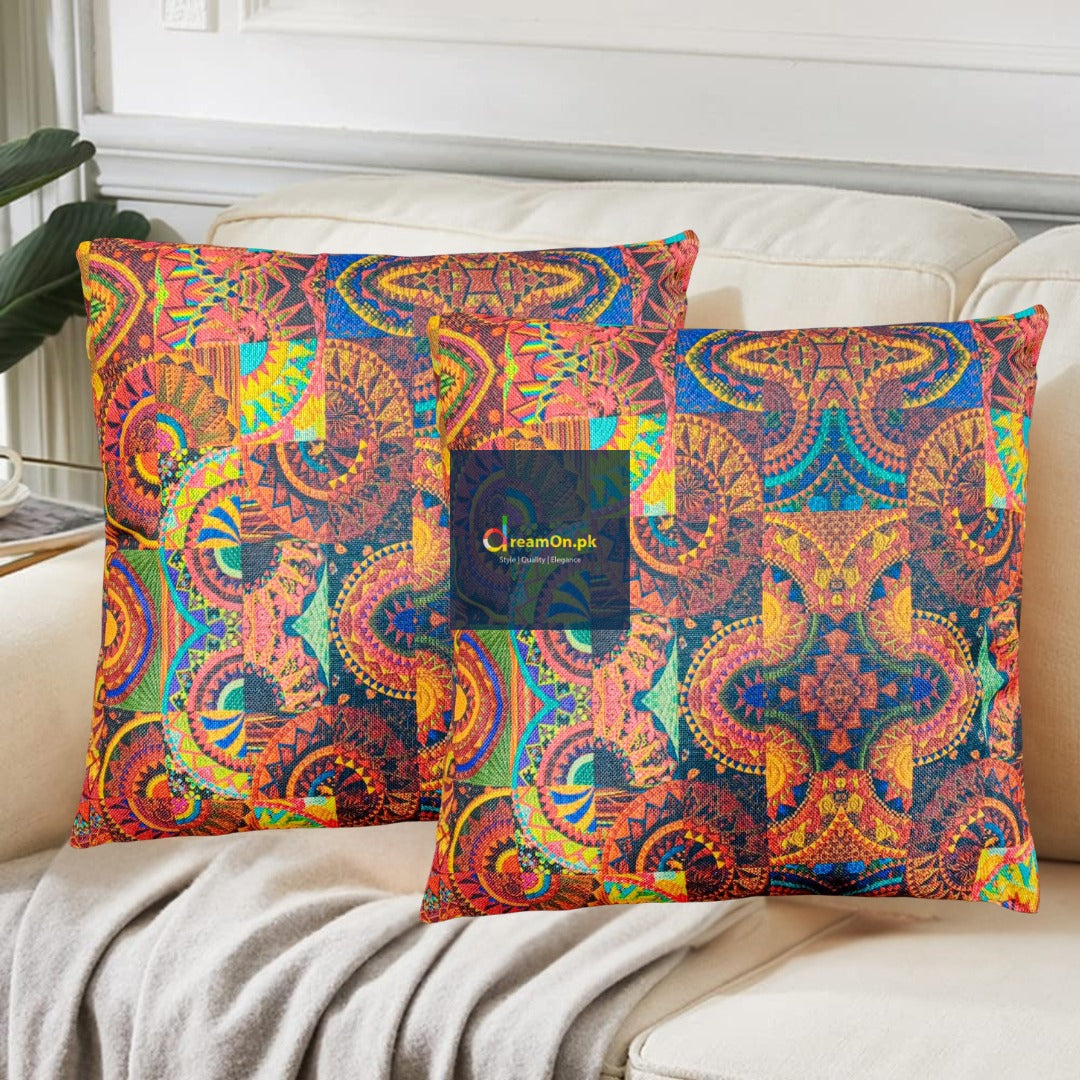 Pack of 2 jacquard printed cushion covers