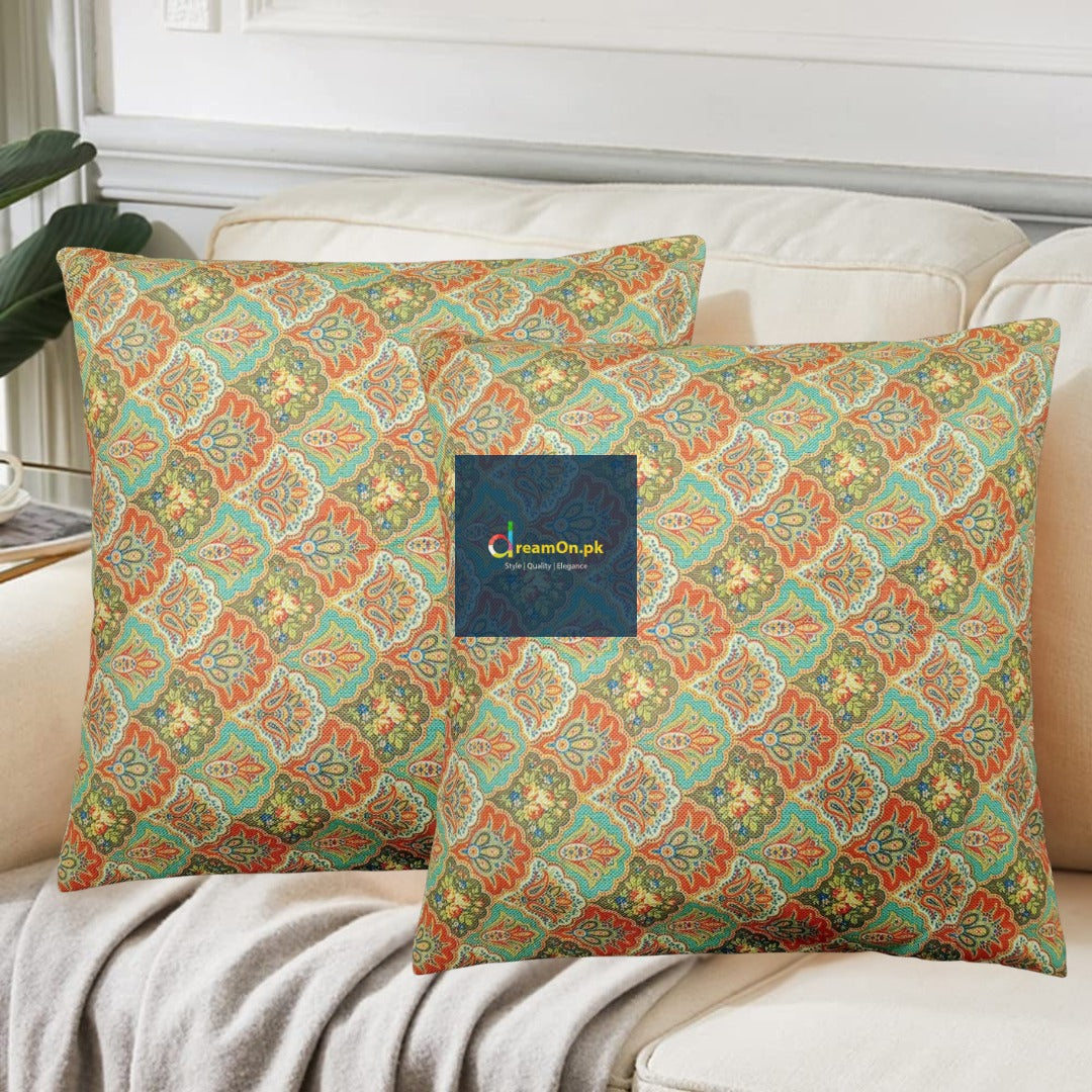 Pack of 2 jacquard printed cushion covers