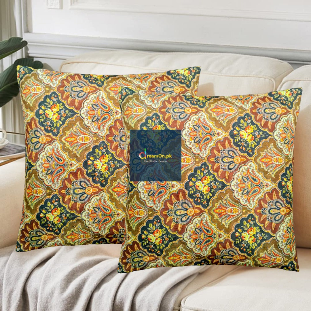 Pack of 2 jacquard printed cushion covers