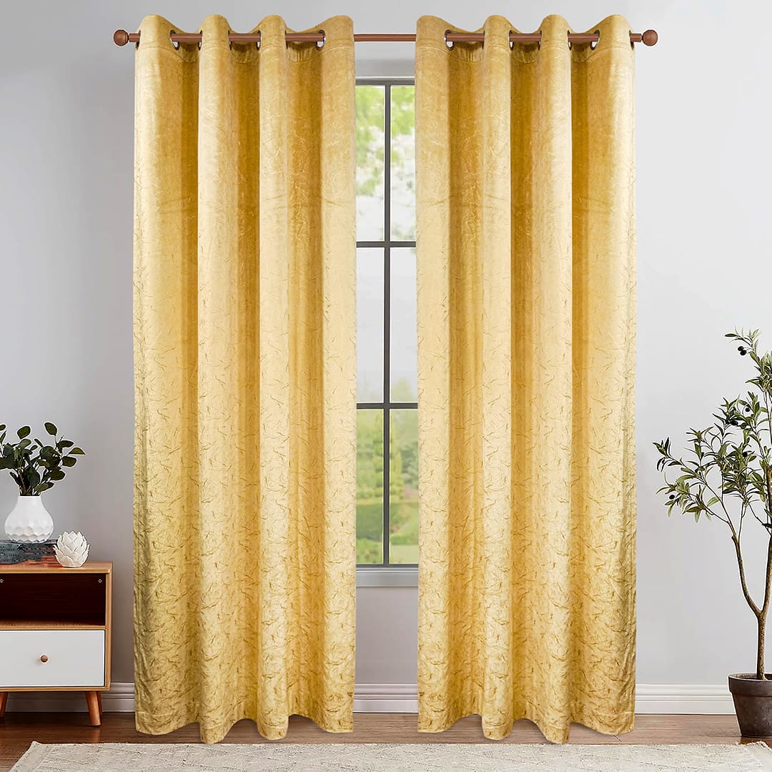 Luxury Sprinkle Design Velvet Curtain - Golden