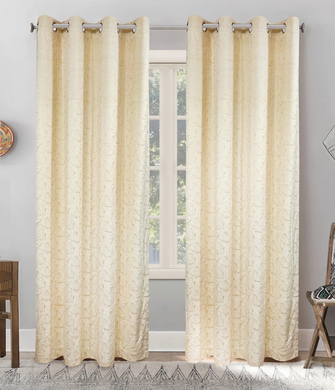 Luxury Sprinkle Design Velvet Curtain - Cream